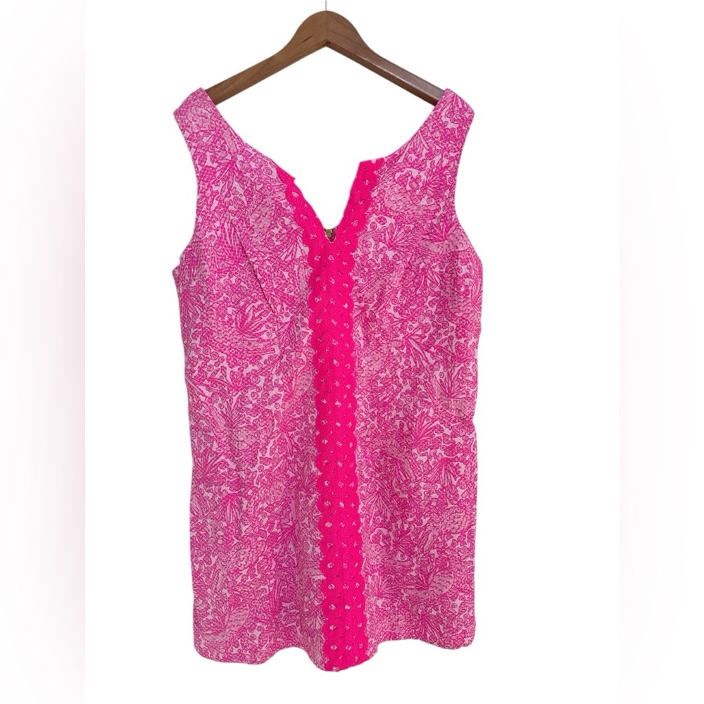 Lilly Pulitzer Pink & White Printed Sleeveless Shift Dress - Picture 9 of 9